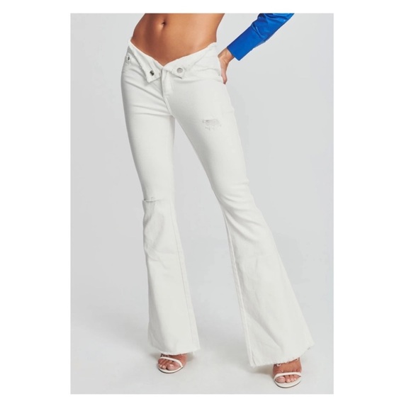SER.O.YA Denim - New! NWT SER.O.YA OLIVIA Distressed Frayed Mid Rise Flare Jeans